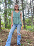 Green Ruffle Tank