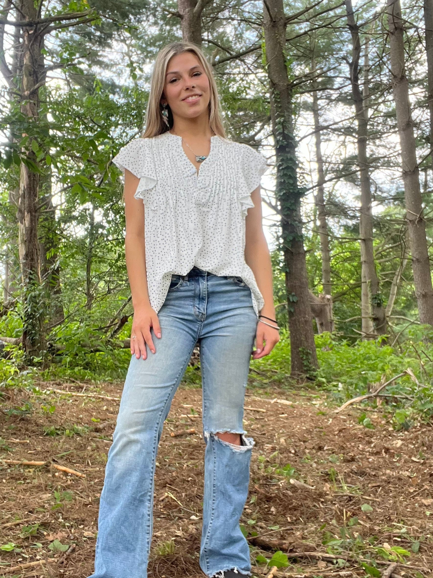 White Ruffle Tank