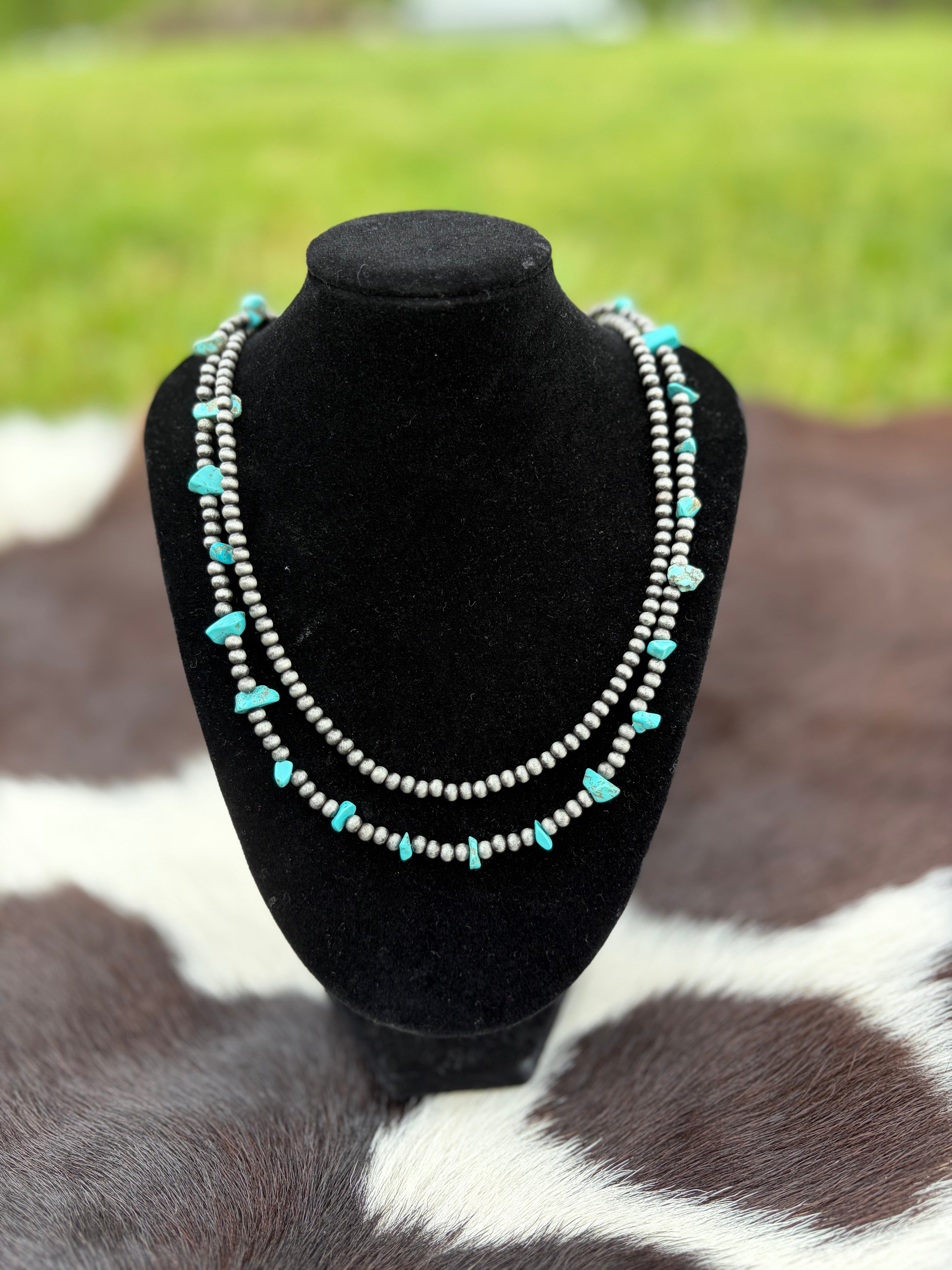 Turquoise Chip Stacker Necklace