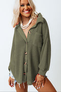 Green Waffle Button Up